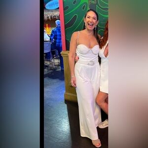 Sexy White Jumpsuit: brides, engagement, after wedding, birthday, white party.